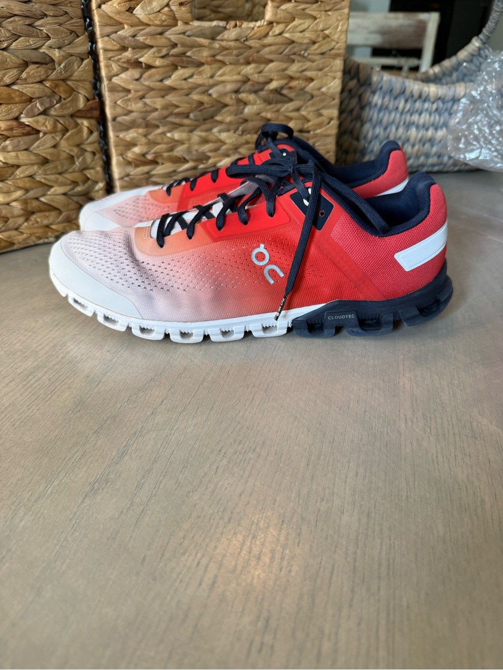 On Running Coral and Navy Men's Running Shoe - Picture 5 of 7